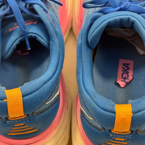 HOKA Bondi 8 Women's Running Shoes Blue Pink Cushioned Size US 9 - Picture 10 of 12